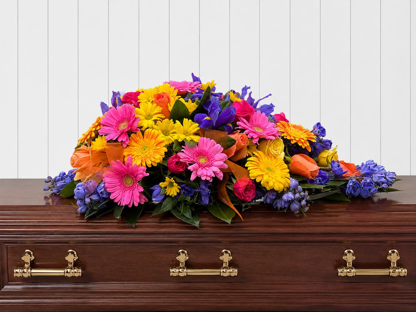 Funeral Flowers Half Casket Bright 