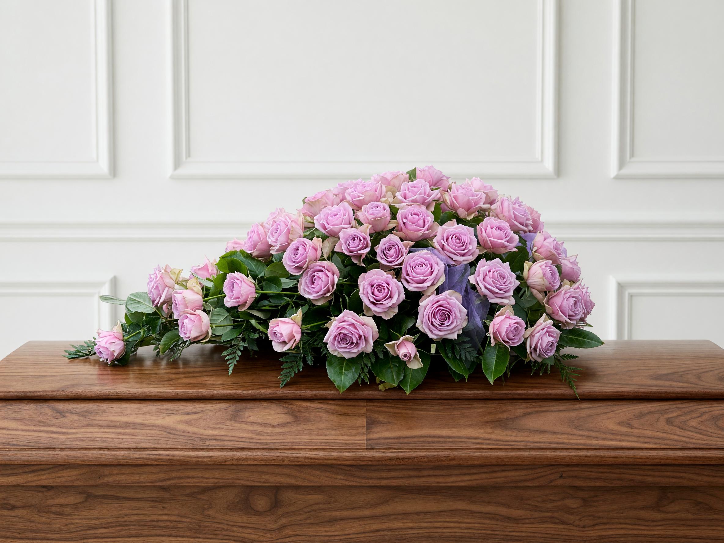 Funeral Flowers Half Roses Mauve 